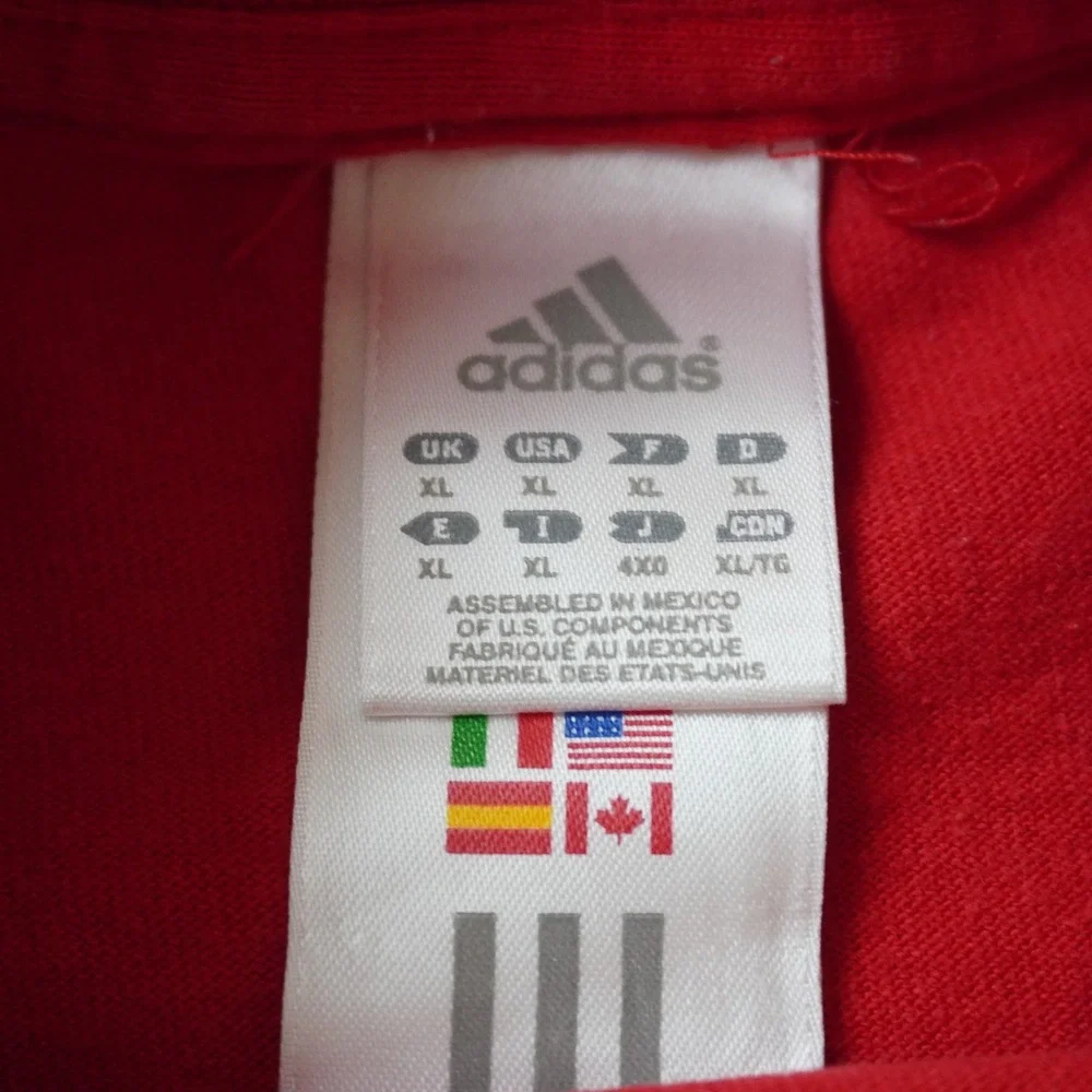 Vintage Adidas Mock Neck Long Sleeve T-Shirt XL Mens Red Embroidered Logo 90s